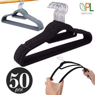 Velvet Non-Slip Anti Slip Clothes Hanger Cloth Coat Hangers Pants Laundry Organiser- 50pcs per Set