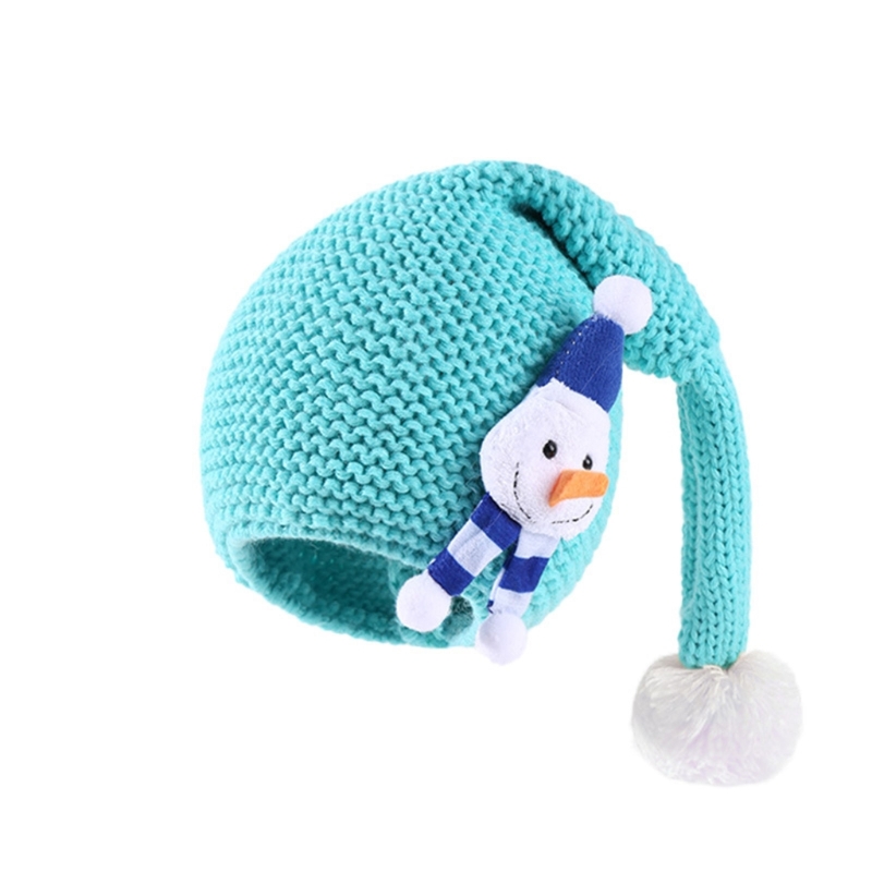 Cute Christmas Knitted Hat Baby Beanies Cap with Pom Pom for Kids Festival
