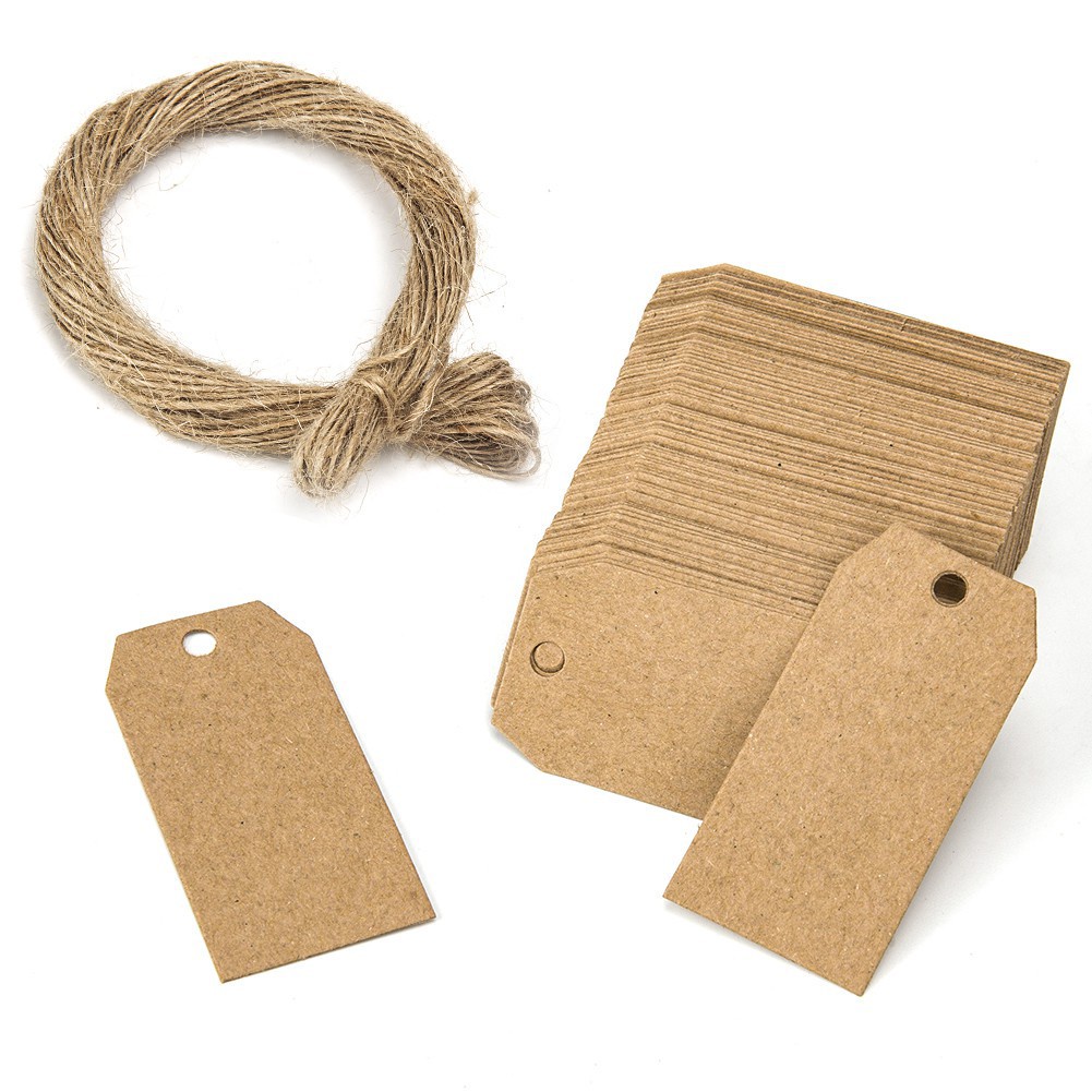100Pcs Kraft Gift Tags Blank Tags With 20m Jute Twine For Wedding Gift Price Tags Hang Clothes Garment Tags