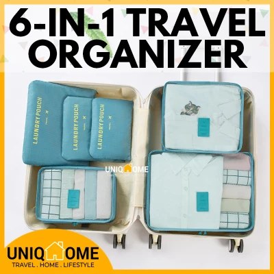 UniqHome Travel Organizer 6 Pieces Foldable Washable Luggage Set Organizer Travel bag Luggage Organiser Packing Bag Travel Organiser