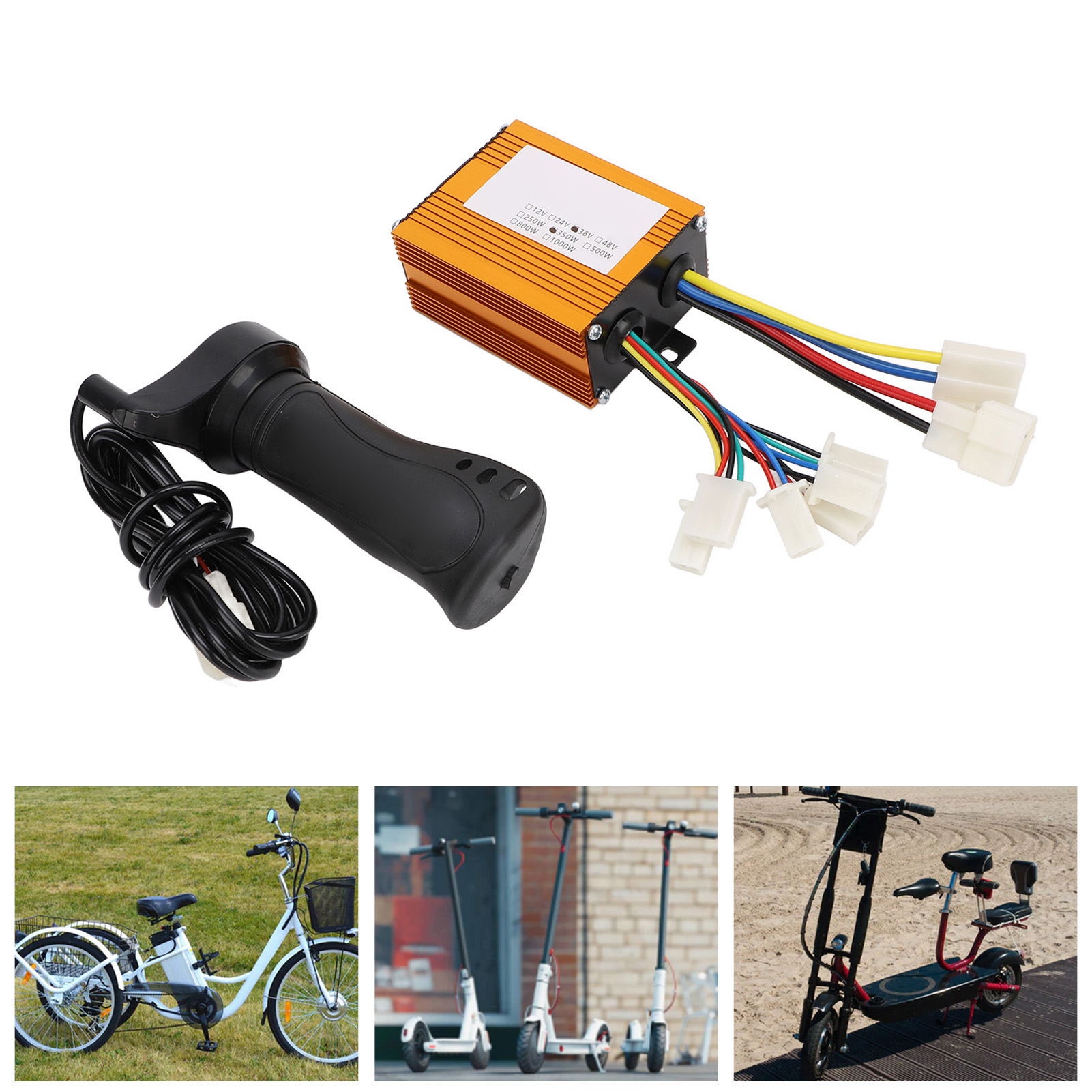 Xe đạp điện chải điều khiển nhôm nhựa hợp kim 36V 350W Chuột máy tính tiện lợi mạnh mẽ Scooter điều khiển tay nắm bướm ga Kit cho đi xe đạp