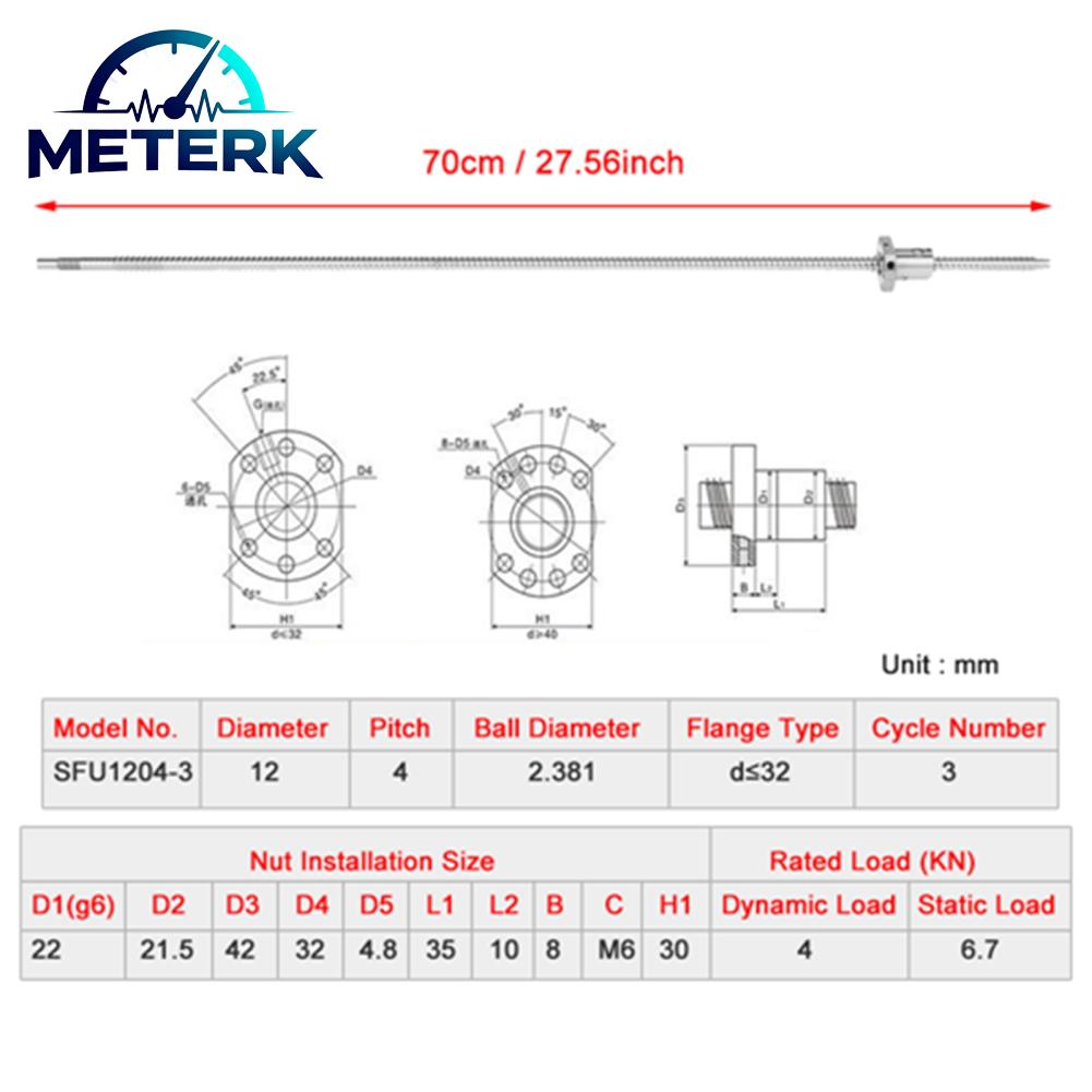 Meterk SFU1204 700mm Ballnut Ballnut cuộn chống phản ứng dữ dội mà không cần hỗ trợ đầu bên Giá 710,000 Đồng*Miễn phí vận chuyển