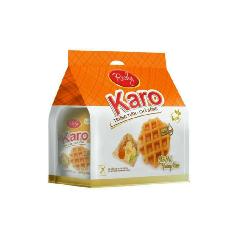 Combo 2 bịch bánh trứng tươi chà bông Karo Richy sợi thịt gà và phô mai hoàng kim 26g Shopbethienkim
