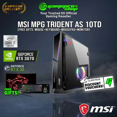 [Express Delivery][Free Gifts] MSI MPG Trident AS 10TD Gaming Desktop (i7-10700F/16GB/RTX 3070/1TB SSD+1TB HDD/W10)-(2Y)