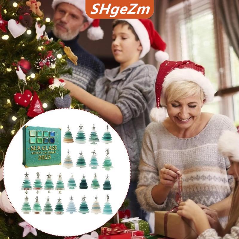 [COD] SHgeZm 2025 Biển Thủy Tinh Cây Giáng Sinh Mùa Vọng Lịch Lễ Hội Mù Hộp Acrylic Mặt Dây Chuyền Giáng Sinh Trang Trí