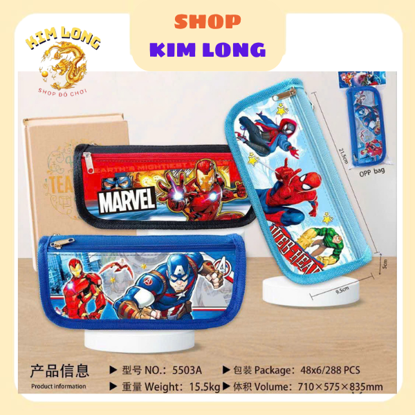 BÓP VIẾT / HỘP ĐỰNG BÚT VIẾT BĂNG VẢI HÌNH SIÊU NHÂN NHỆN / IRON MAN / CAPTION AMERICAN CHO BÉ TRAI ĐI HỌC CẤP