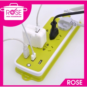 Ổ điện đa năng chống giật 3 cổng usb và 6 ổ cắm - ổ điện xanh