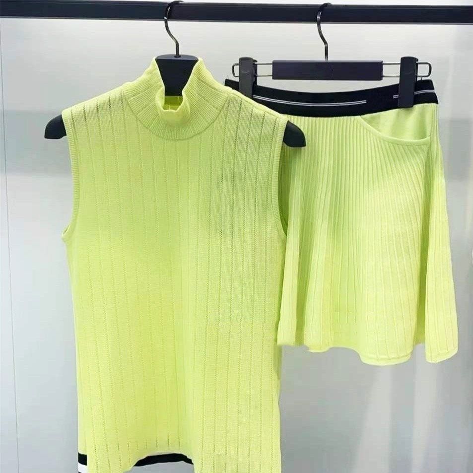 Áo quần chơi gôn đầu thu nữ dệt kim không tay cổ cao vest vest VEST đàn hồi Váy bộ thể thao