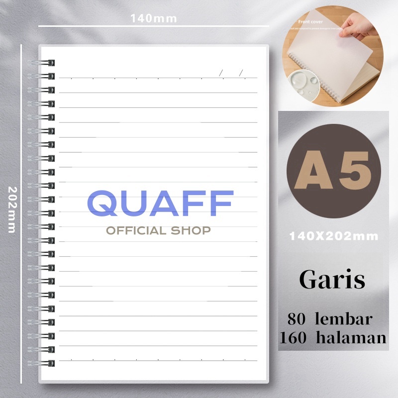 A6 B5 A5 A4 Buku Catatan Notebook Spiral Clear Garis Kotak Sketch Journal 80 lembar cover transparan