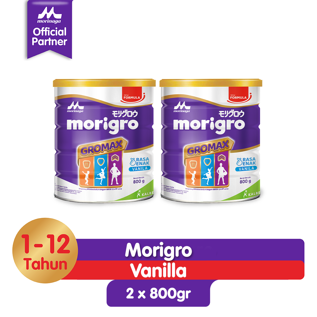 [Paket Isi 2] Morinaga Morigro Vanilla 800g Susu Pertumbuhan GROMAX Untuk Anak Usia 1-12 Tahun