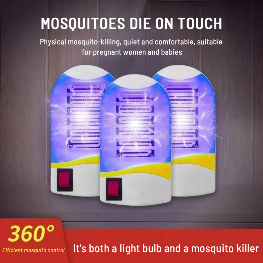 Home LED Portable Mini Photocatalyst Mosquito repellent Lamp Socket Light Practical Electric Mosquito Repellent LED Electric Mosquito Fly Bug Insect Trap Killer Night Lamp Light EU Plug Mosquito Killer ราคา 35 บาท*ส่งฟรี