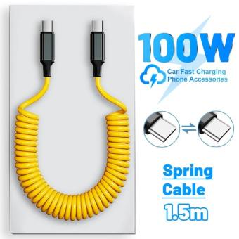 100W 5A sạc siêu nhanh cuộn dây kép Loại C lò xo cuộn Cáp USB C để Type-C xoắn ốc dòng dữ liệu cho Samsung iPhone 16 15