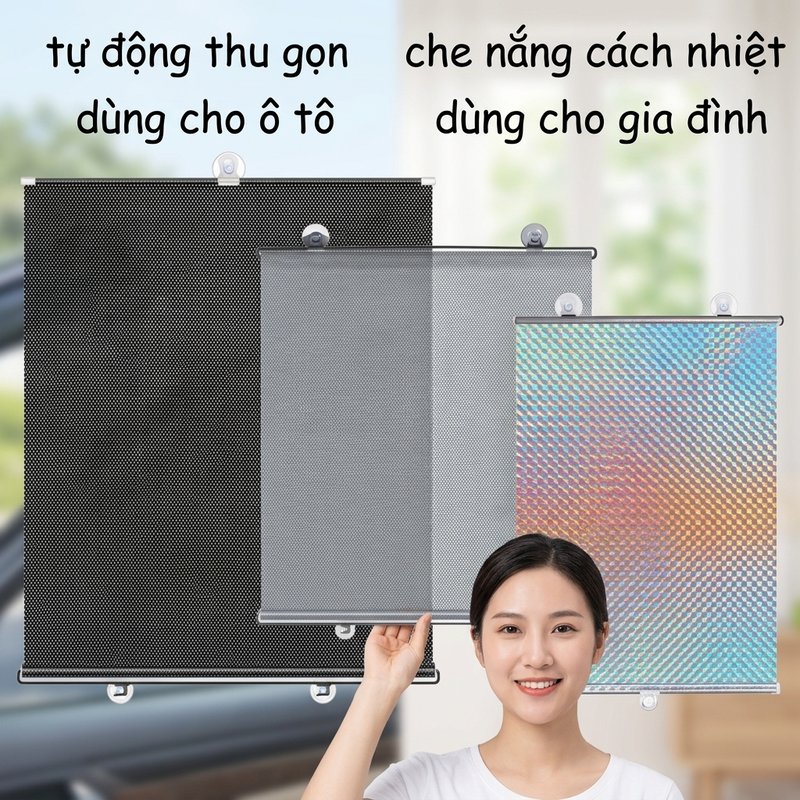 Auto retracting heat insulating sunscreen roller blind window shade car sunshade UV protection easy installation Giá 74,140 Đồng*Miễn phí vận chuyển