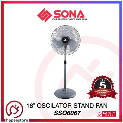 Sona SSO6067 | SSO 6067 18 Inch Oscillator Stand Fan (5 Years Warranty on Motor)
