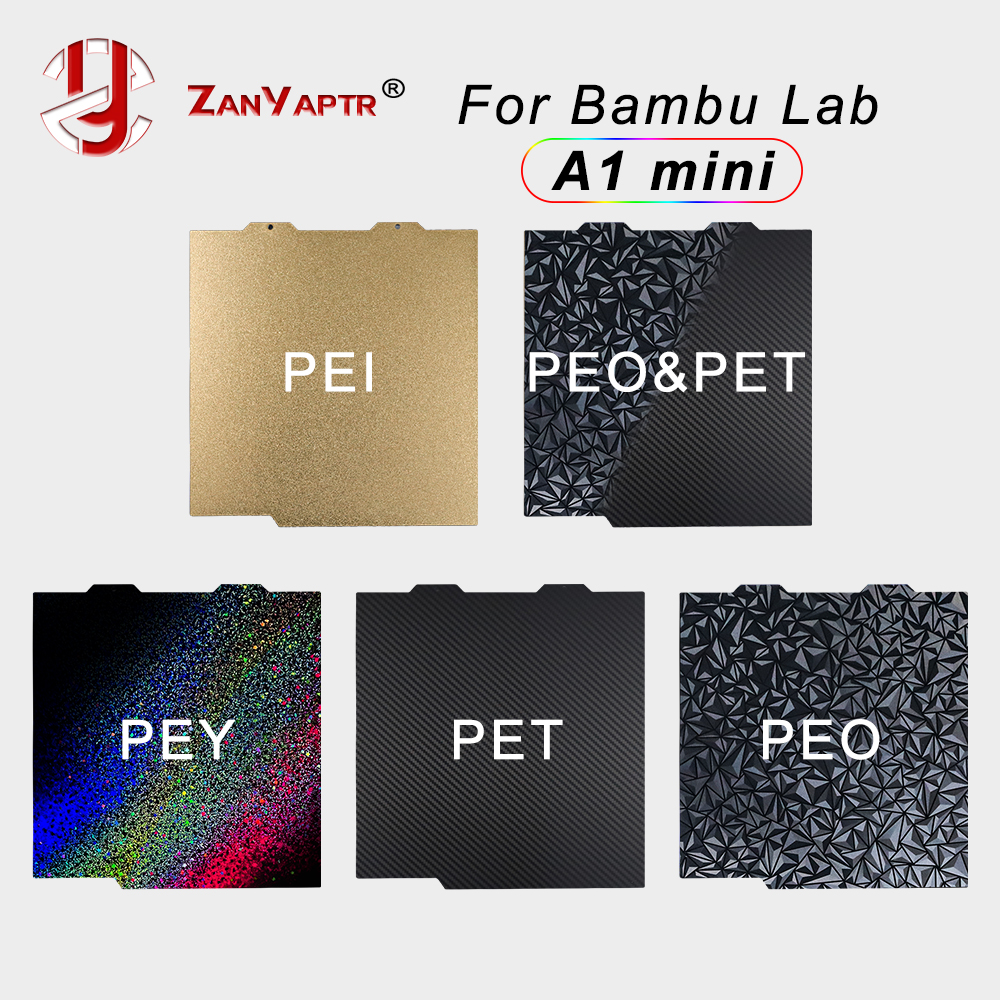 Cho bambu phòng thí nghiệm A1 mini kết cấu tấm PEI 180x180 tấm nền hai mặt carbon mùa xuân thép tấm 3D máy in cho bamblab