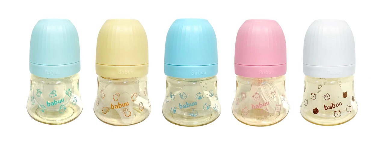 Bình sữa Babuu PPSU Đáy Rộng thiết kế mới cổ rộng 3 size cho bé Bebi123shop