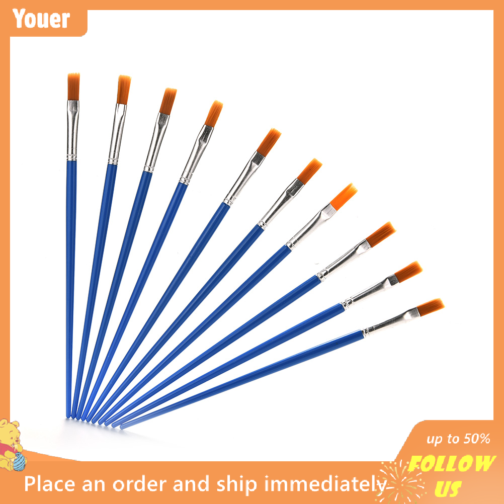 Bộ cọ vẽ cái/bộ 10 cây cọ màu xanh Nylon mới cho trẻ em Tranh Vẽ Màu Nước