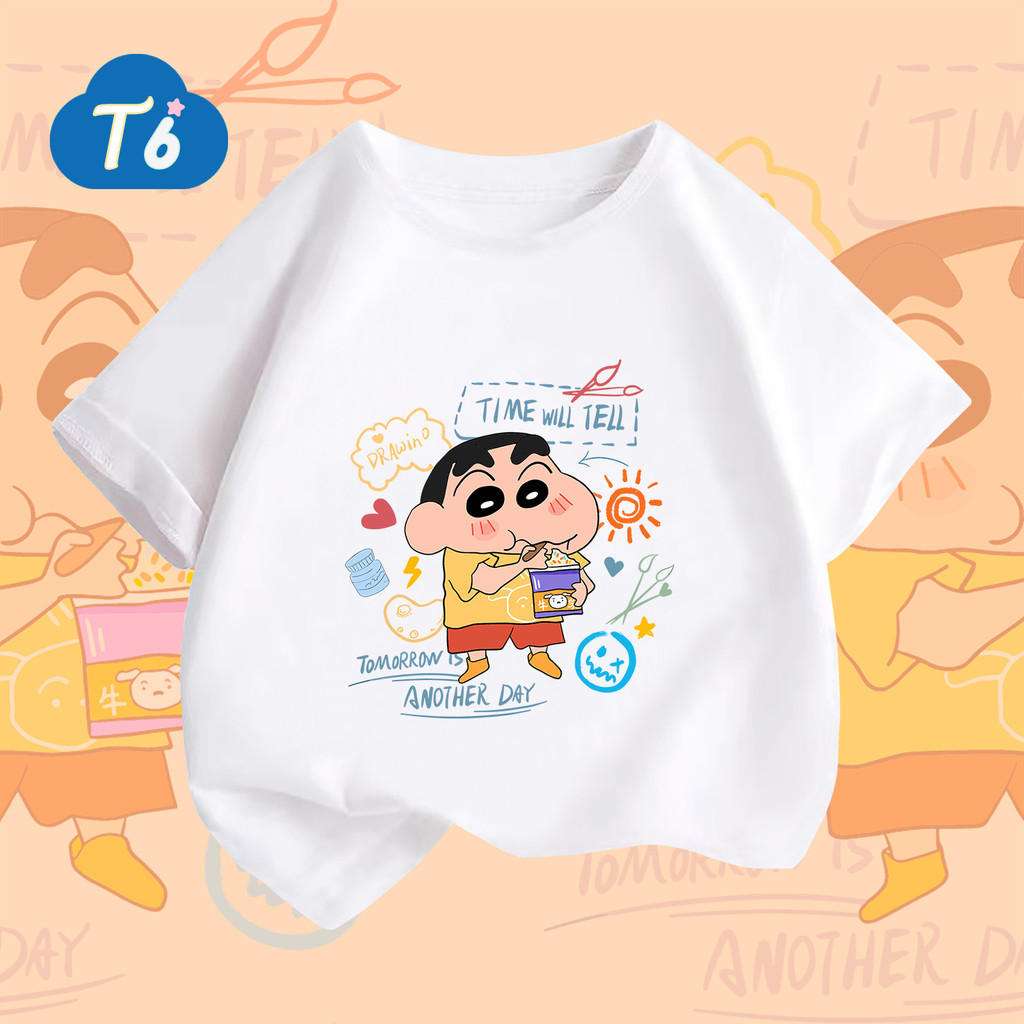 T6🦋💓NEW เสื้อยืดผ้าคอตตอน เสื้อยืด t shirt Crayon Shin-chan😍100% Cotton 6สี 100-140 ใส่สบายมาก ราคา  149 บาท*ส่งฟรี