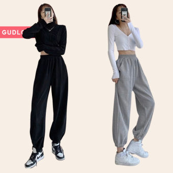 Quần nỉ Nữ Jogger GUDLOOK Bo Gấu Nỉ Da Cá Dáng Thẻ Thao