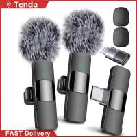 [Tenda]Portable Wireless Lavalier Microphone with Noise Cancellation Built-in Battery Compact Audio Recorder for Mobile Devices