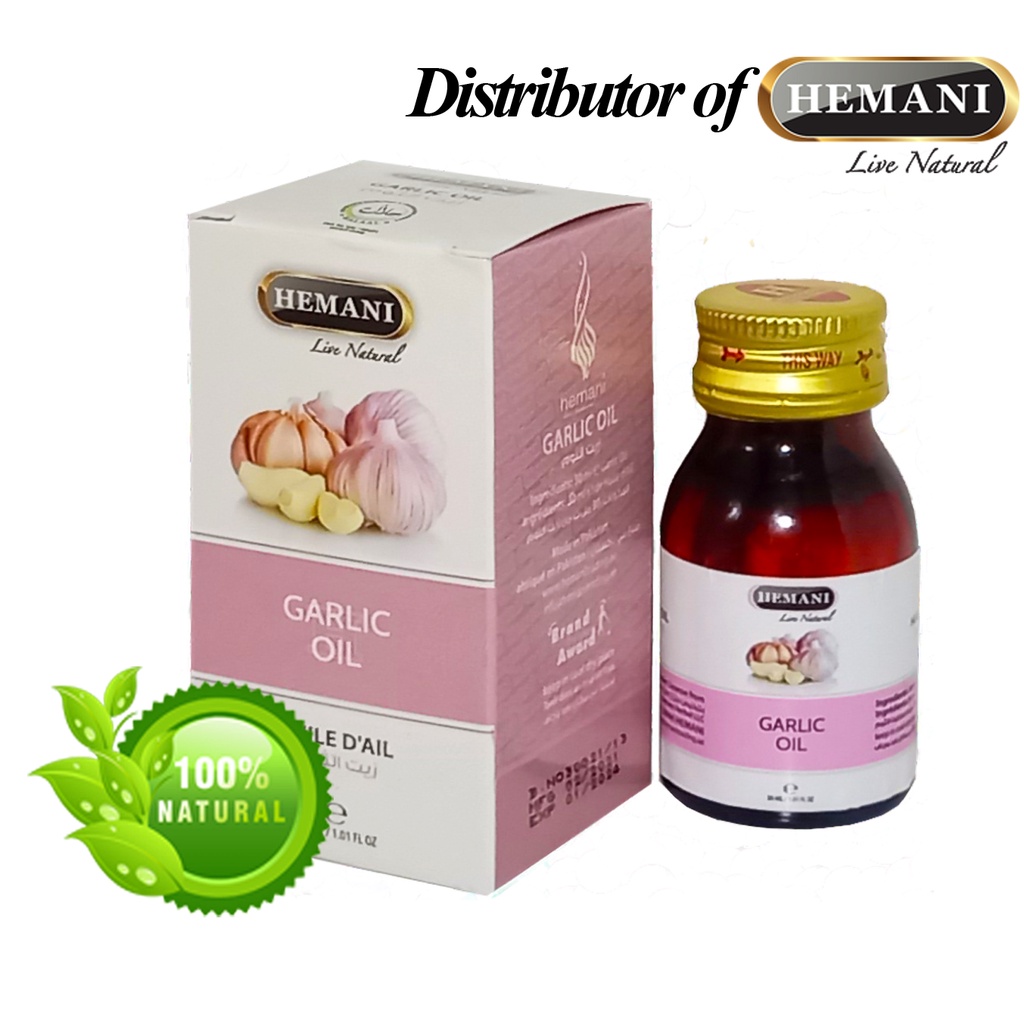 Dầu tỏi Hemani Garlic Oil 30 ml, giúp chống oxy hóa, ngừa mụn, tăng cường miễn dịch và ngăn ngừa cảm cúm-giúp chống oxy hóa, giảm viêm, ngăn ngừa lão hóa, giảm nếp nhăn, chống rạn da, dưỡng ẩm cho da/tóc/môi, tăng tuần hoàn máu, hay dùng trong chế độ dinh