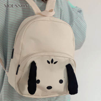 Bei Bao Bao ba lô cún con Ba lô Túi ba lô đi học Túi nữ mềm túi vải nhung trái tim cô gái Nhật Bản màu trắng túi hoạt hình dễ thương phong cách dễ thương phong cách Ins