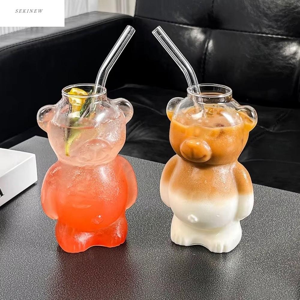 SEKINEW 320 มิลลิลิตร แก้วกาแฟลายหมี ความจุขนาดใหญ่ นำกลับมาใช้ใหม่ได้ เครื่องแก้วเคลียร์แบร์ อเนกประสงค์ โปร่งใส แก้วน้ำพร้อมหลอด กาแฟ ราคา 224 บาท*ส่งฟรี
