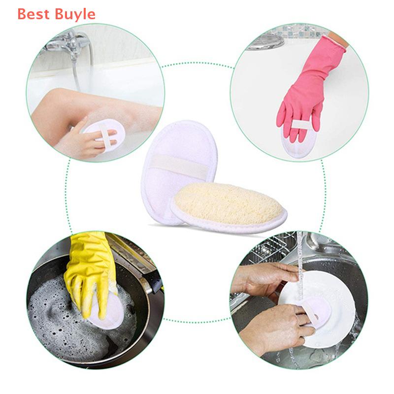 💖Best Buyle Tự nhiên xơ mướp miếng bọt biển tẩy tế bào chết Găng Tay Tắm Disc pad mặt làm sạch bàn chải