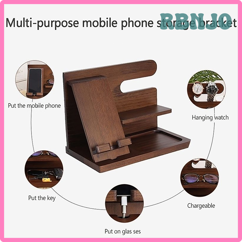RBNJO 1pc Wooden Bedside Wood Phone Docking Station Holder Wallet Stand Watch Storage Rack Valentines Multifunctional EVBYJ ราคา 774 บาท*ส่งฟรี