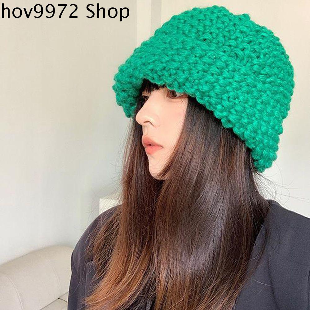 HOV9972 Homme Hat Ấm Thời trang dạo phố Giản dị Mùa đông Tất cả các trận đấu Skullies Mũ Hàn Quốc Beanies Dệt Kim Mũ Phụ nữ Len Mũ