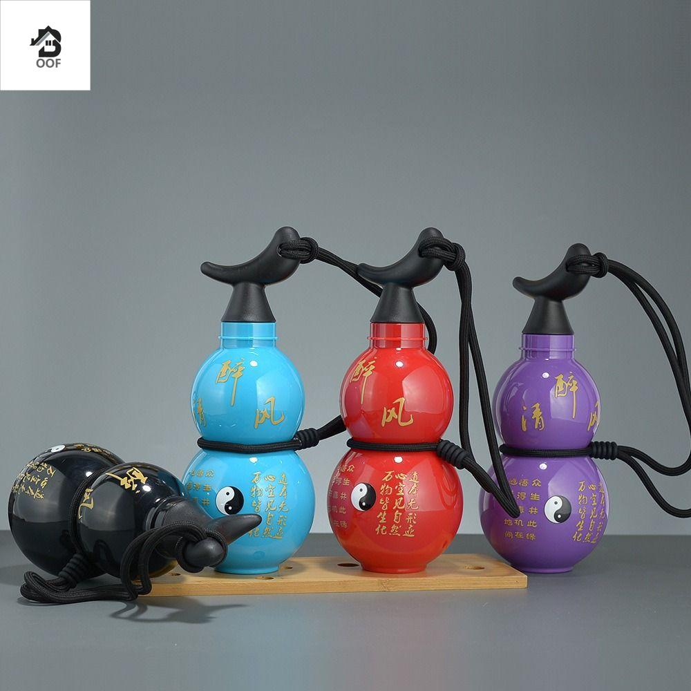 OOF Phong cách Trung Quốc Chai nước ngoài trời WU KONG Hình quả bầu Cốc nước di động Bình tập thể dục di động Truyền thống Bình uống nước hình bầu