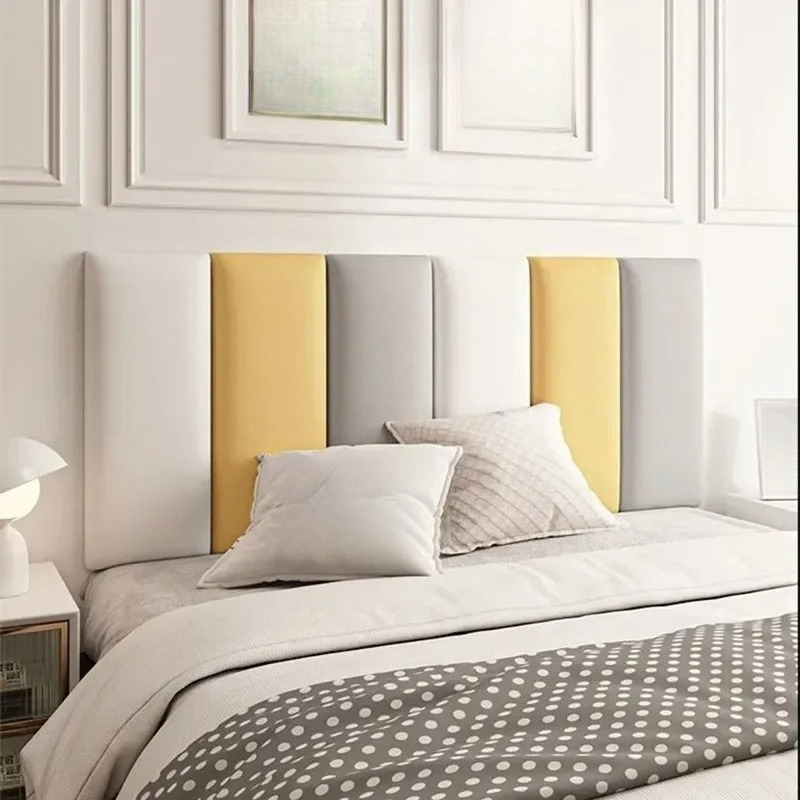1 đầu giường màu trơn 20x50cm, đệm tường Tatami, giường chống va chạm tự miếng dính, hình dán tường 3D, thích hợp cho phòng ngủ và phòng phòng khách