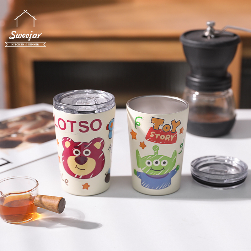 【Đẹp】 sweejar cốc họa tiết hoạt hình dễ thương 304 cốc đựng nước 360ml bình Phích nước chân không Cốc cách nhiệt inox chén ăn sáng