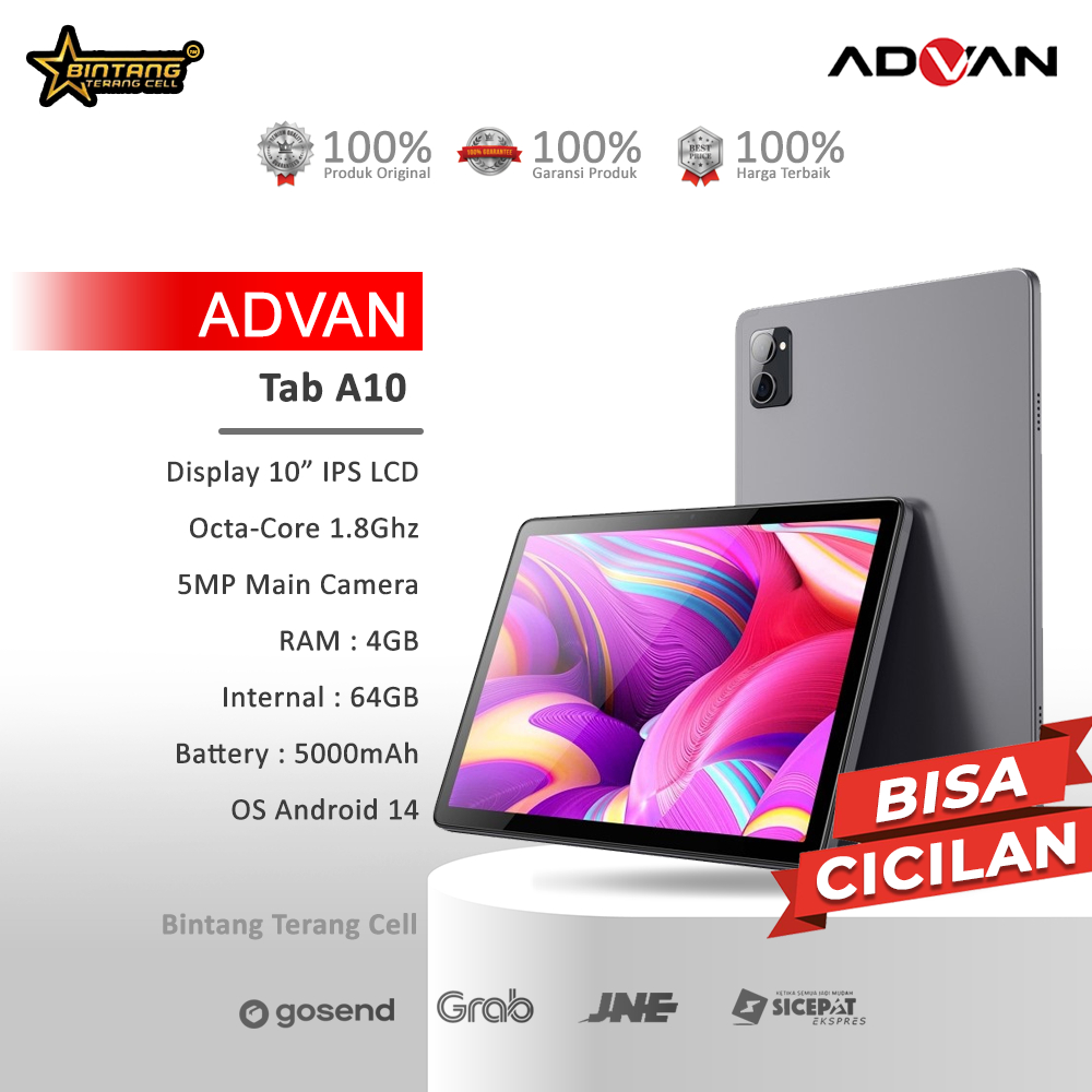 Advan tab a10 ram 4/64gb garansi resmi Giá 1,248,000 Đồng*Miễn phí vận chuyển