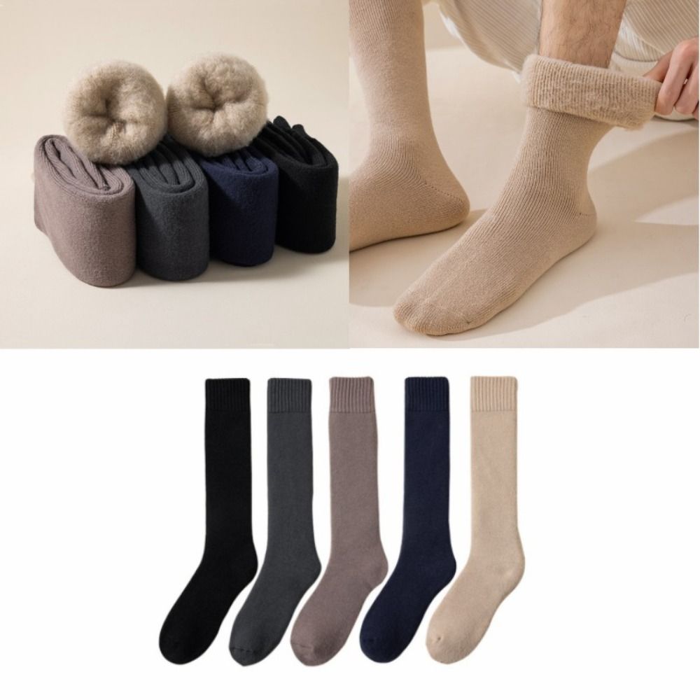 Yoke cao đến đầu gối vớ cashmere dày vớ cao đến đầu gối thoáng khí thoải mái vớ tuyết Nam