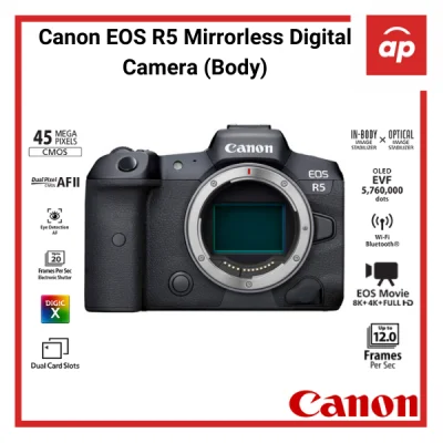 (12 + 3months Warranty) Canon EOS R5 Mirrorless Digital Camera (Body Only) + Freegifts