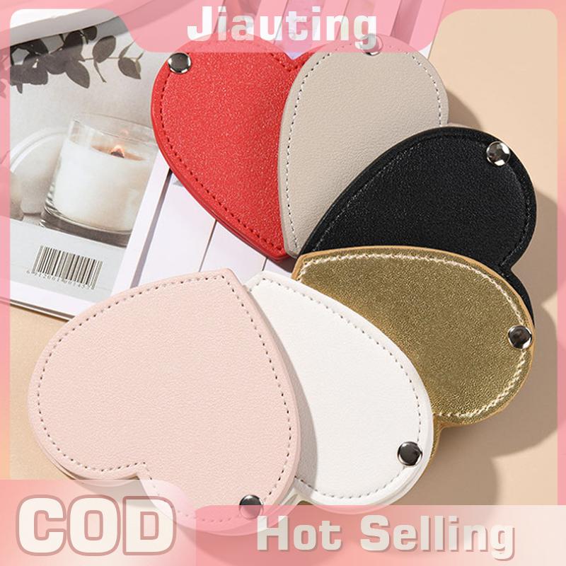 Jiauting Mini tim trang điểm gương xách tay PU Mỹ phẩm Gương gấp túi nhỏ gọn gương du lịch phụ kiện