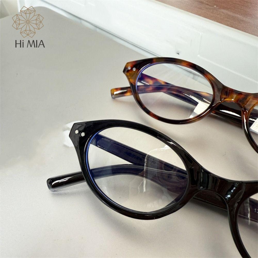 HI MIA Chống ánh sáng xanh Kính gọng hình bầu dục Gọng tròn Cận thị quang học Kính mắt phẳng Hoài cổ PC Kính họa tiết da báo Phụ nữ