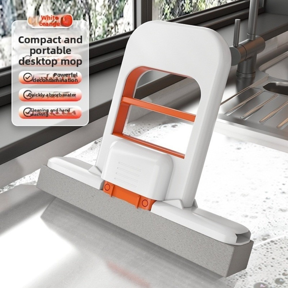 NQICZR mini Chổi lau bàn gấp gọn Dụng cụ lau bàn Bền bỉ Chổi lau nhỏ tiện lợi cho máy tính để bàn  Sử dụng ướt và khô Bọt rửa bàn cà phê - 2