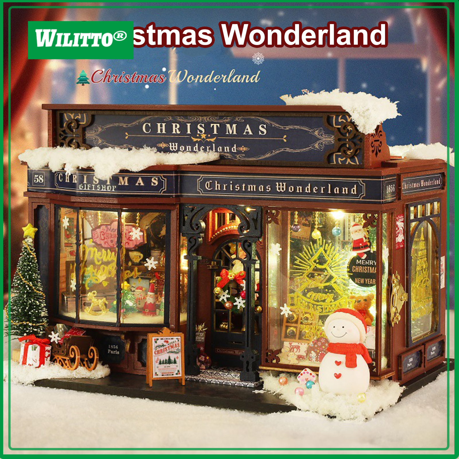 DIY Christmas Miniature House Kit LED Mini House Craft Toy with Furniture Book Nook Gaming Building Model for Birthday Christmas Night ราคา 1,315 บาท*ส่งฟรี