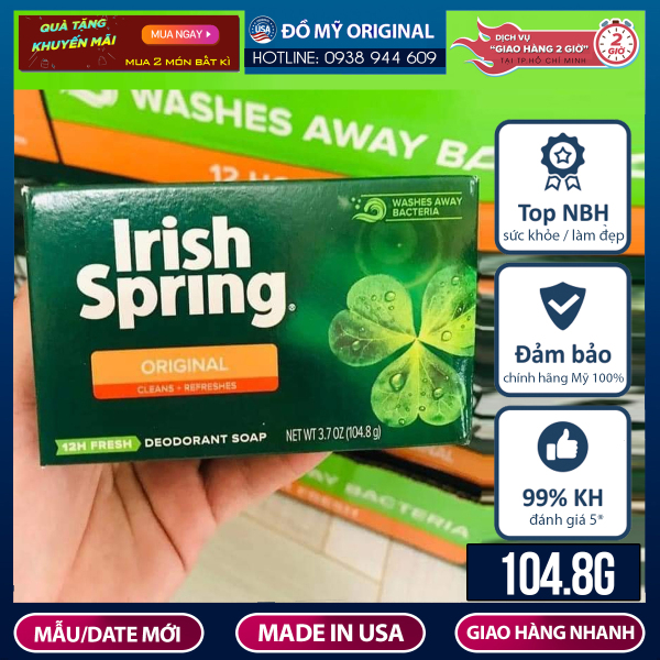 Xà Bông Cục Irish Spring Original 104.8G Feel Clean And Fresh Hàng Nhập Mỹ