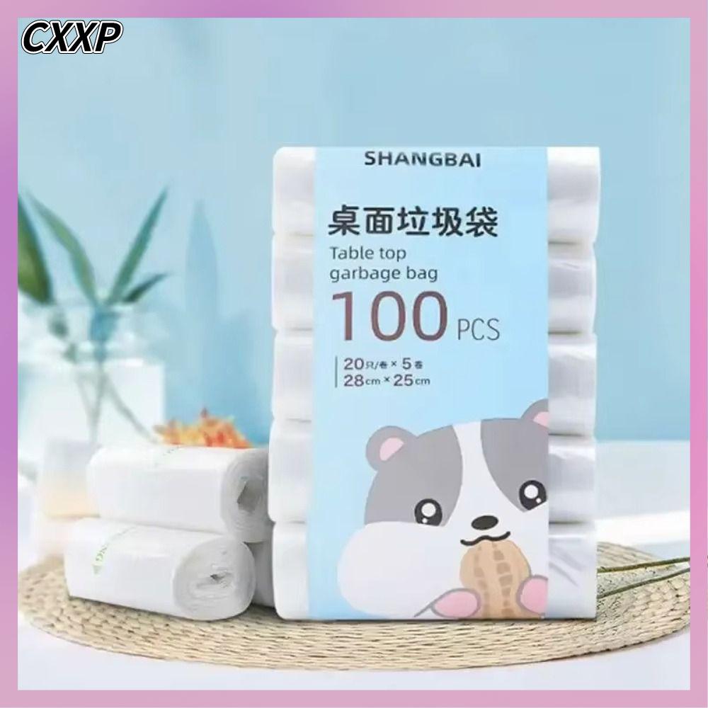 CXXP 100 miếng Túi rác mini Dày Nhỏ Túi đựng rác Di động Dùng một lần Túi rác để bàn dùng cho bàn
