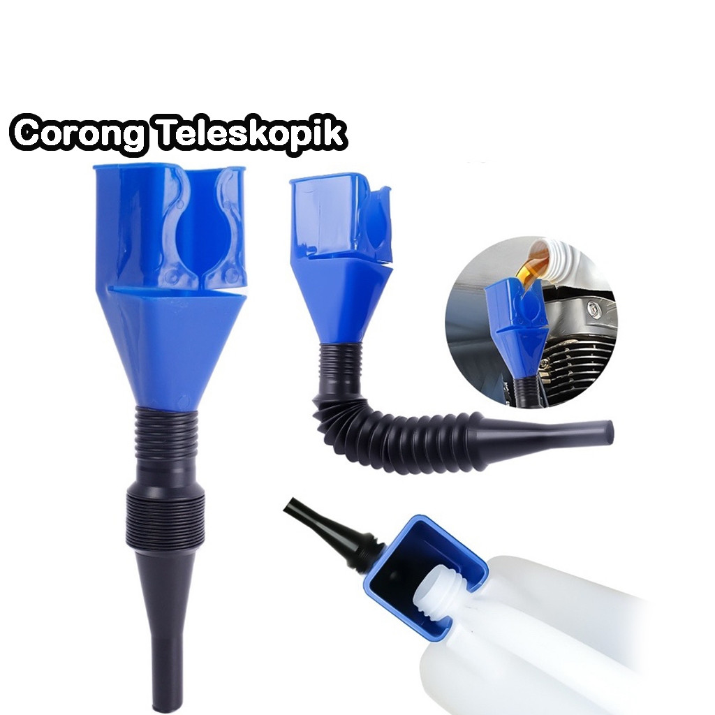 AR Corong Teleskopik Lipat Fleksibel Air Minyak Bensin Solar Wadah Corong Filter Pengisian Bahan Motor Mobil Oil Harga 8,554 rupiah*Gratis Ongkir