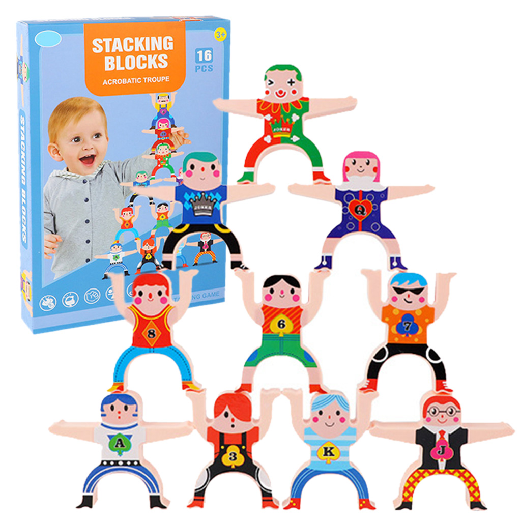 Phim hoạt hình khối xây dựng Stacker Montessori tương tác lật đổ Tumble con Quà Tặng