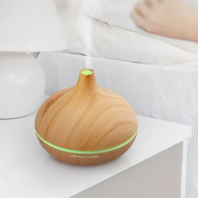 [Remote Controlled] Aroma Diffuser 7 LED Color 550ML Aromatherapy Essential Oil Diffuser Wood Grain Volcano Humidifier Ultrasonic Cool Mist Purifier