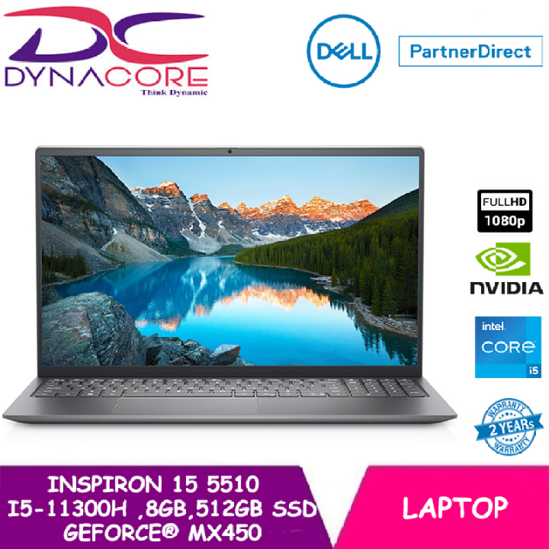 DYNACORE - DELL Inspiron 15 Laptop 5510 15.6 FHD | i5-11300H | 8GB RAM | 512GB SSD | GeForce® MX450 | WIN 10 HOME | 2 YEAR WARRANTY