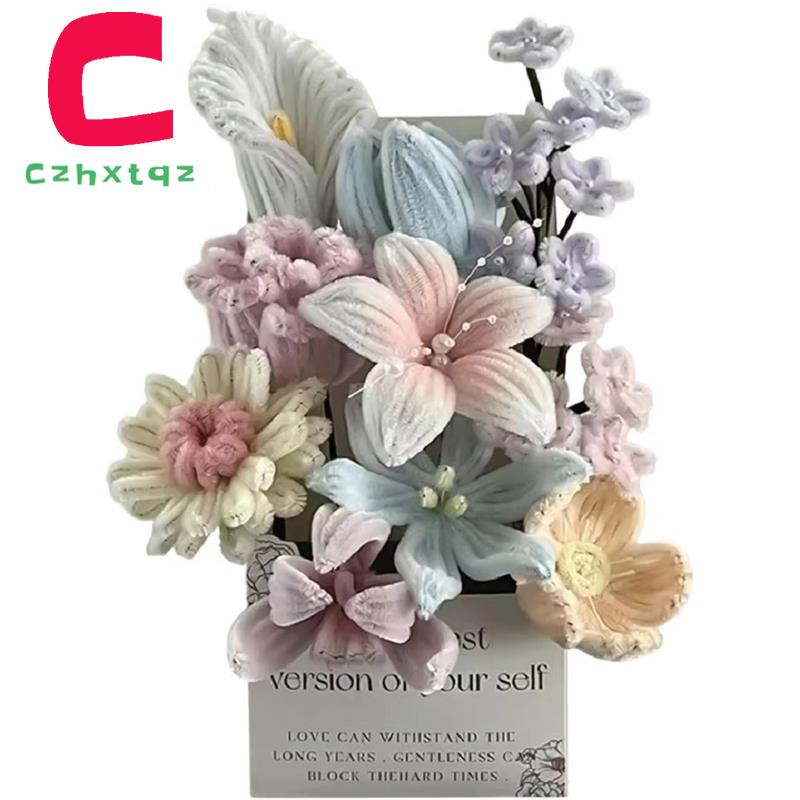 Pipe Cleaners Craft Flowers Kit DIY Chenille Stems Bouquet Decor Colorful Pipe Cleaners Flower Making for Home Room