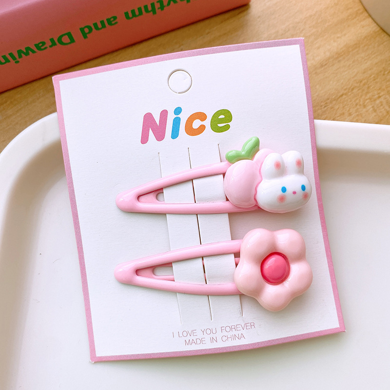 2 cái/bộ dễ thương carton lông thỏ clip cho cô gái hoa ngọt ngào BB Clip trẻ em barrettes Kẹp Tóc Cô Gái Phụ kiện tóc trẻ em