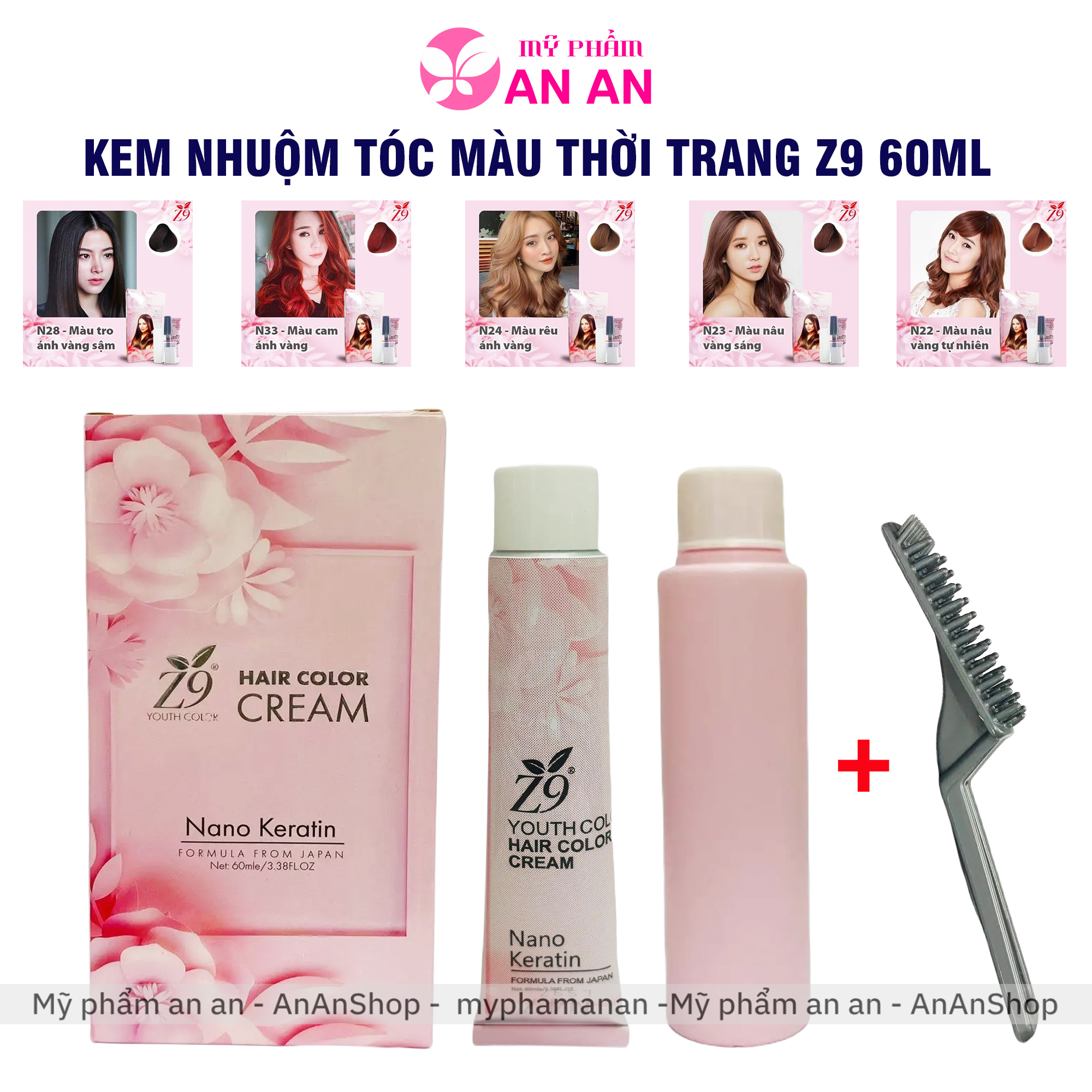 Kem Nhuộm Tóc Z9 Young Color 60ml, Kem nhuộm tóc phủ bạc Z9 tóc lên màu bền và đều, dể sử dụng