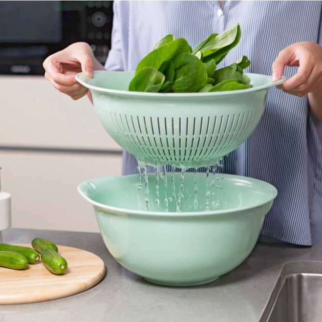 Bộ thau rổ nhựa cao cấp Yoko - Inochi Nhựa cao cấp chắc chắn gọn gàng an toàn Loại 23cm/30cm/35cm